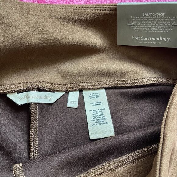 Soft Surroundings Faux Suede Pull On Ankle Leggings Saddle Brown Size Large - Picture 5 of 13